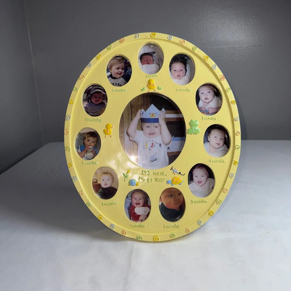 Baby First Year My 1st Year Photo Frame Oval Yellow Multi Opening 12 Month 12in